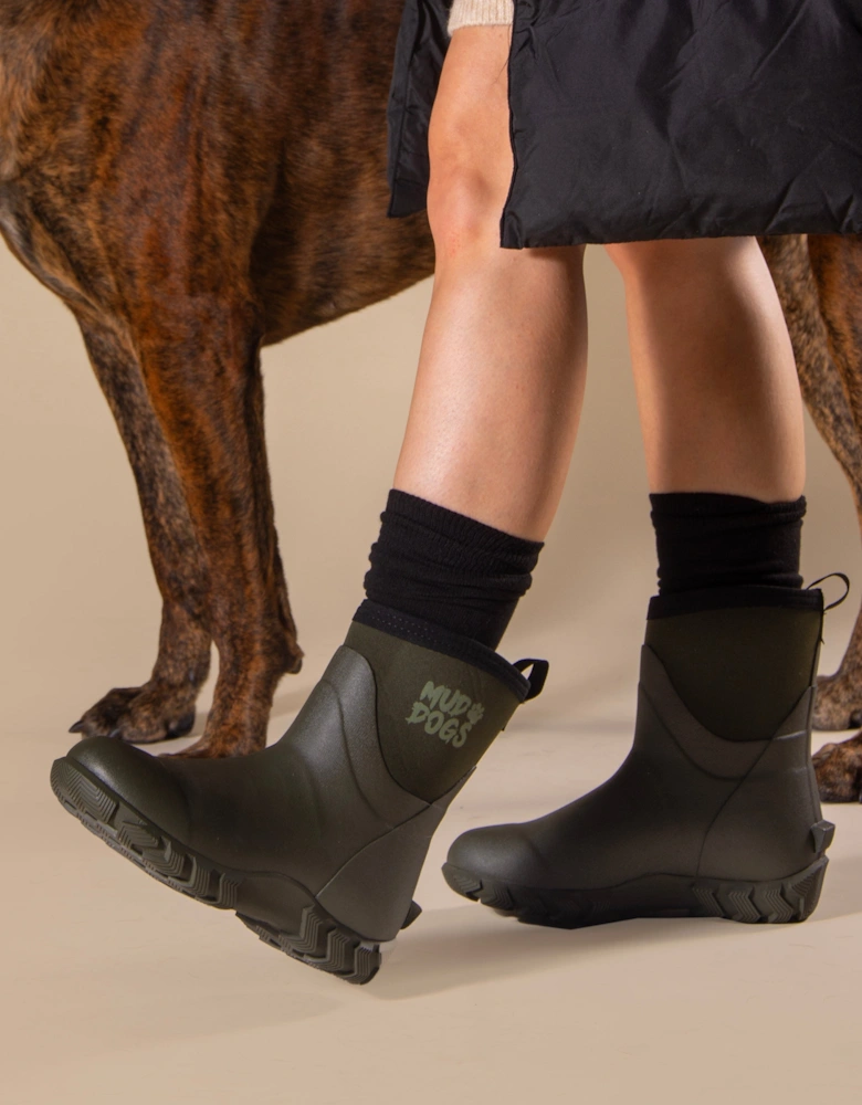 RUTLAND SHORT Unisex Neoprene Wellington Boots Olive