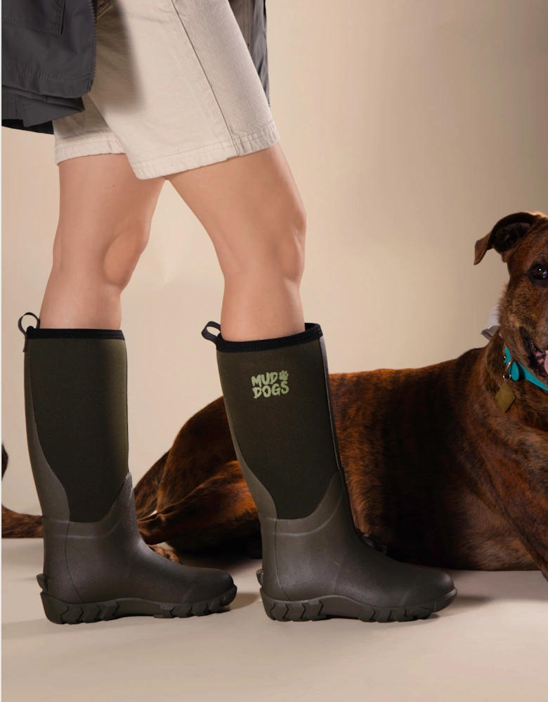 RUTLAND TALL Neoprene Wellington Boots Olive