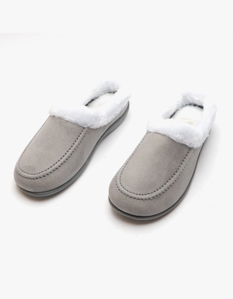 AVRIL Womens Mule Slippers Grey