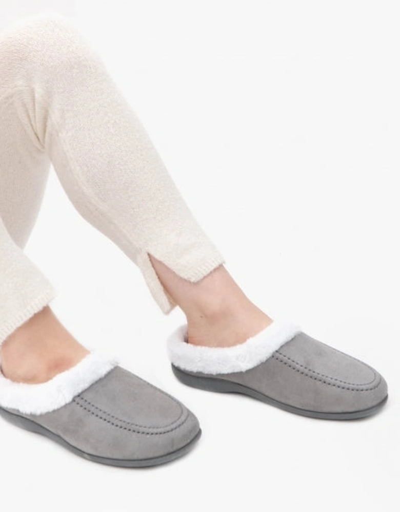 AVRIL Womens Mule Slippers Grey