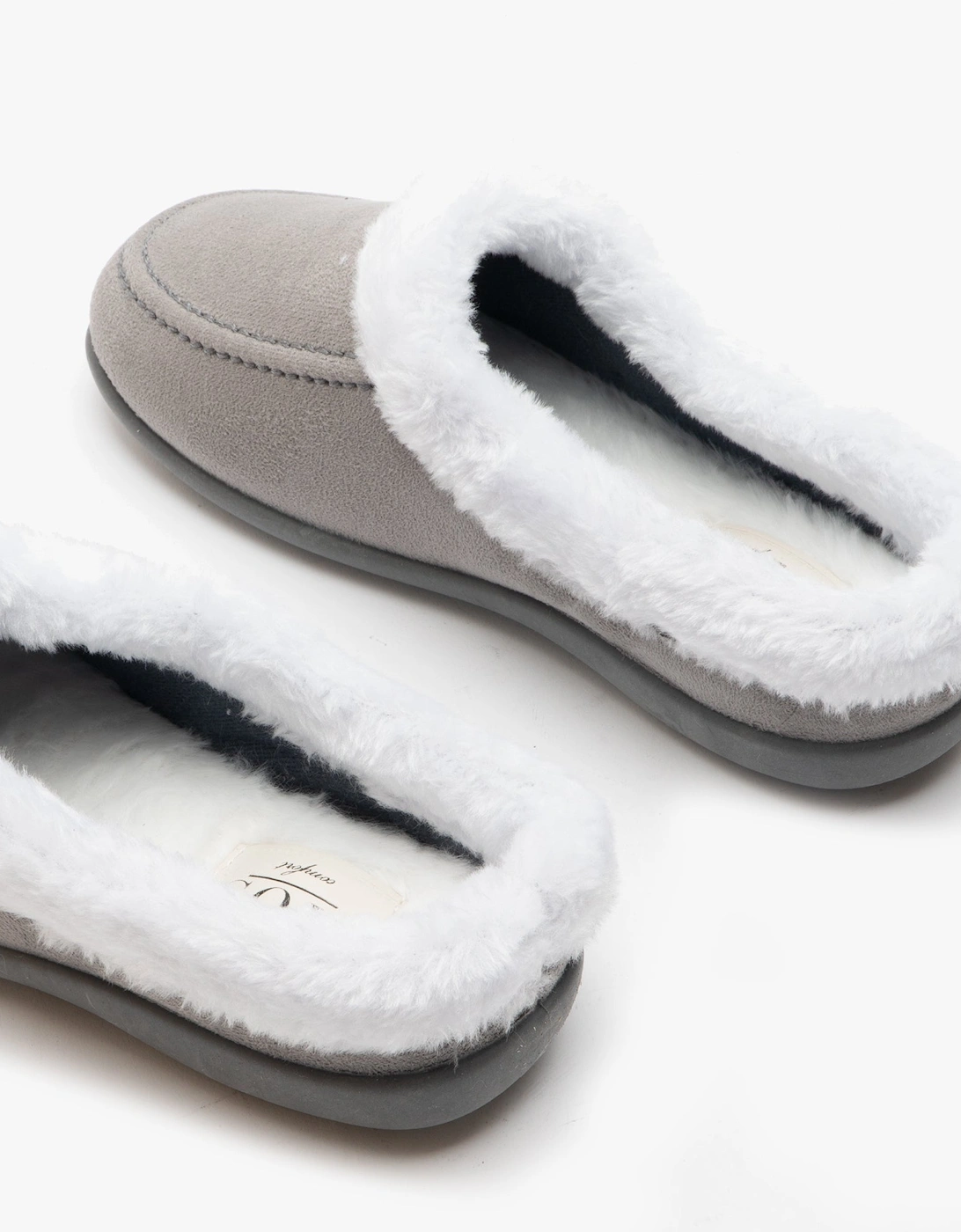 AVRIL Womens Mule Slippers Grey