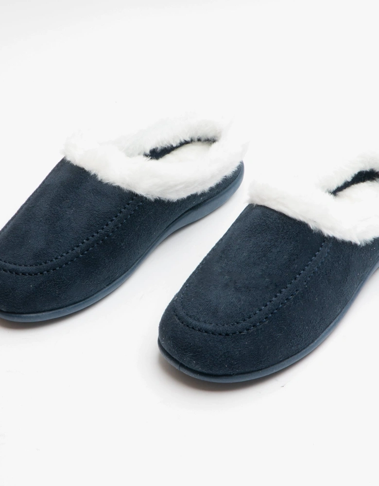 AVRIL Womens Mule Slippers Navy