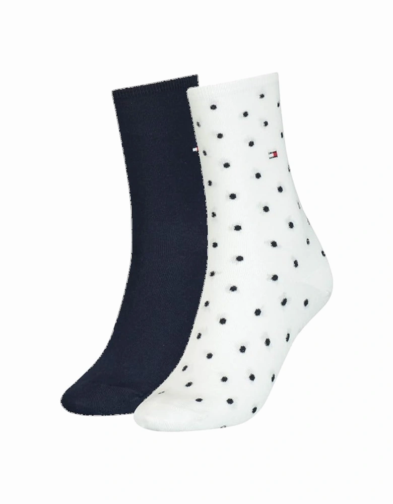 2 Pack Womens Crew Dot Socks White