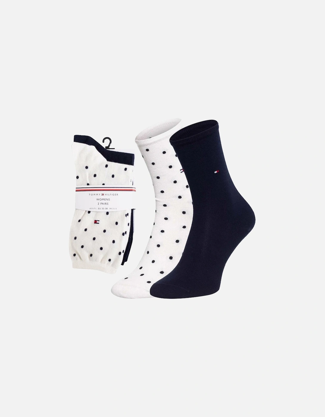 2 Pack Womens Crew Dot Socks White