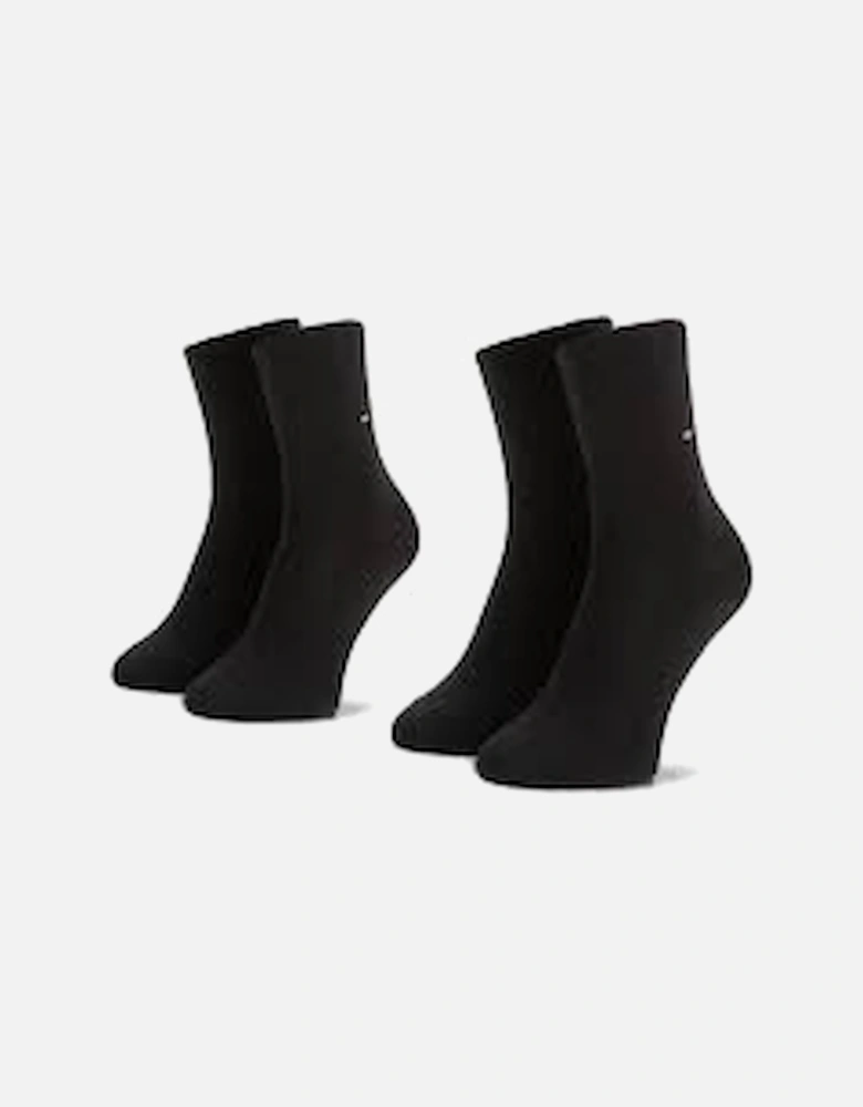 2 Pack Womens Crew Socks Black