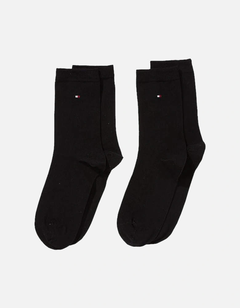 2 Pack Womens Crew Socks Black