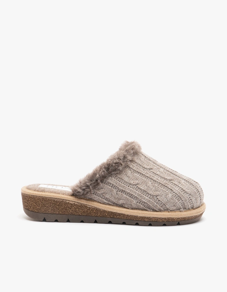 MEGAN Womens Wool Mule Slippers Beige