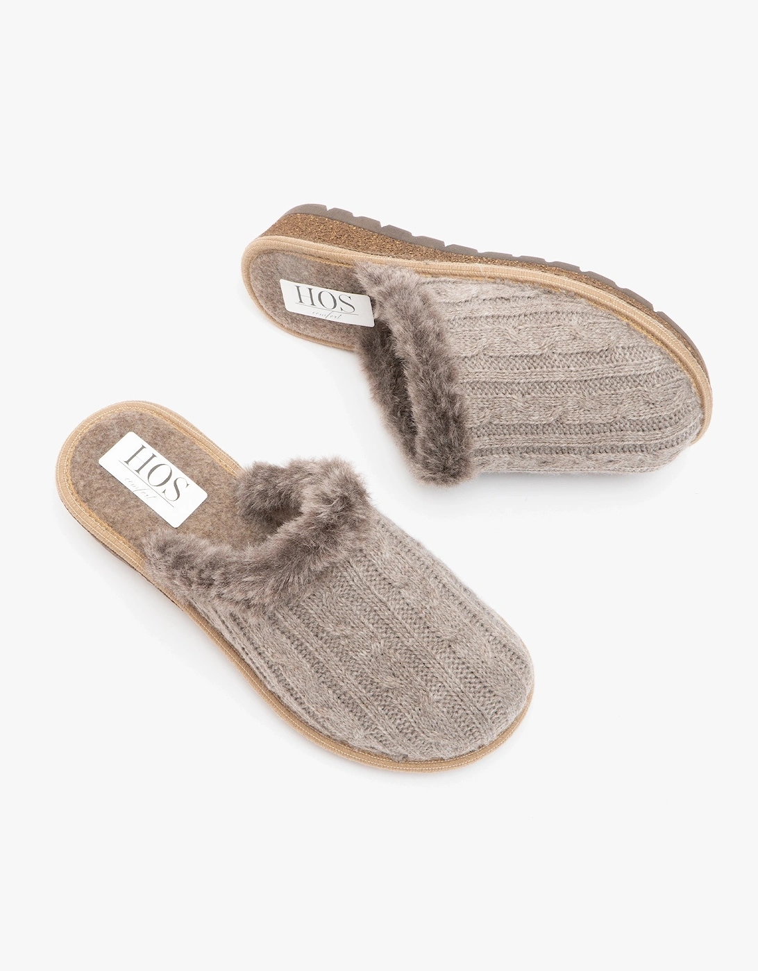 MEGAN Womens Wool Mule Slippers Beige