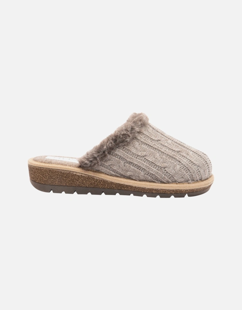 MEGAN Womens Wool Mule Slippers Beige