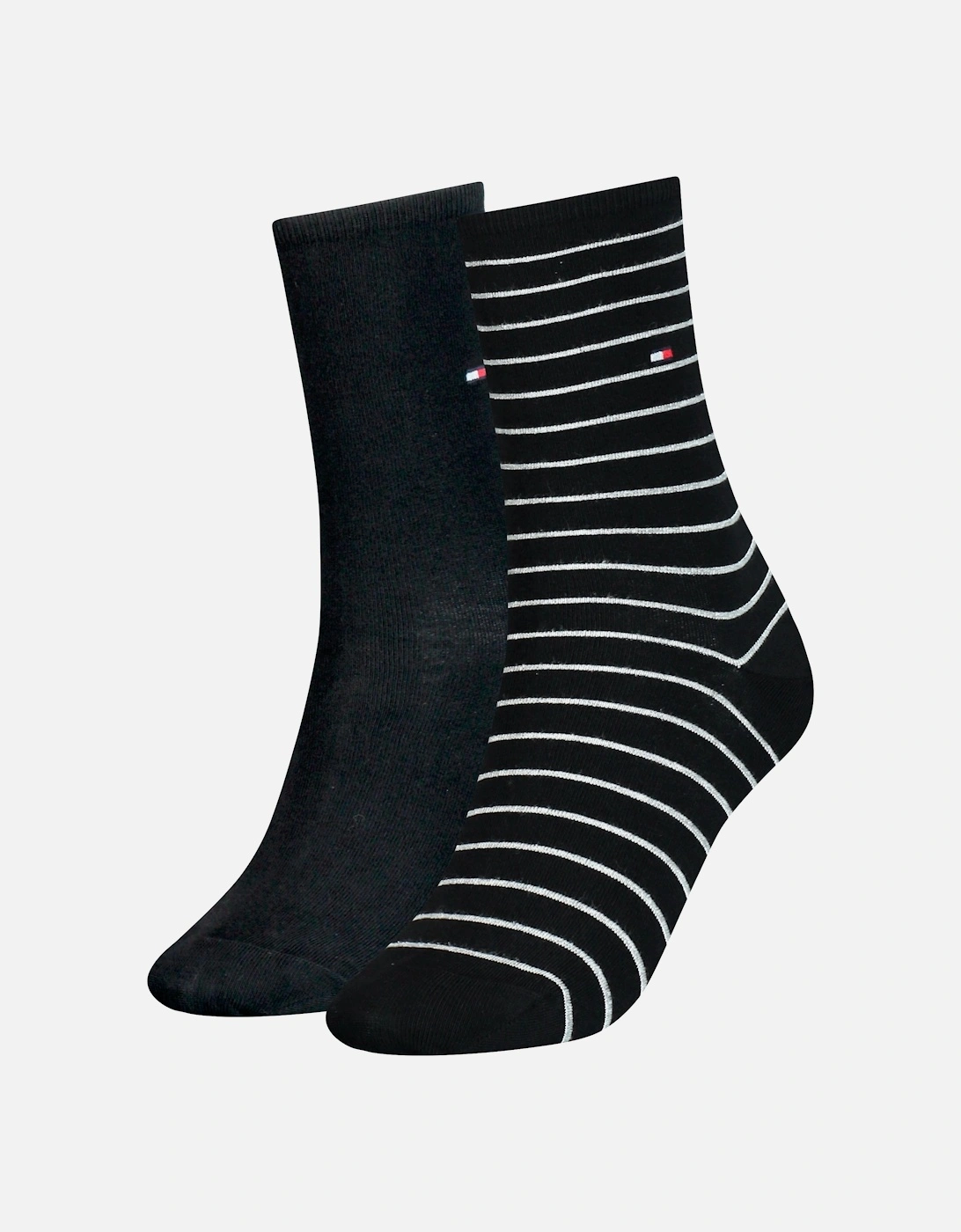 2 Pack Womens Crew Stripe Socks Black, 3 of 2