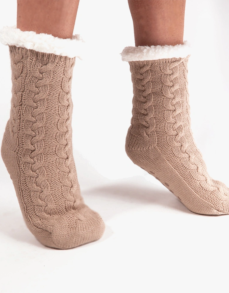 MELLOW Womens Slipper Socks Beige