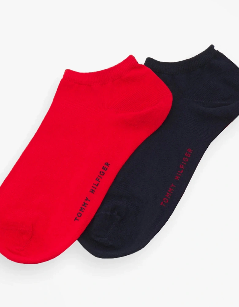 2 Pack Womens Trainer Socks Red/Navy