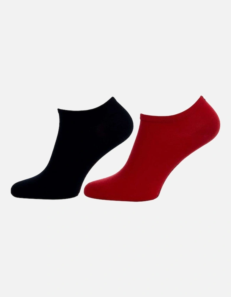 2 Pack Womens Trainer Socks Red/Navy