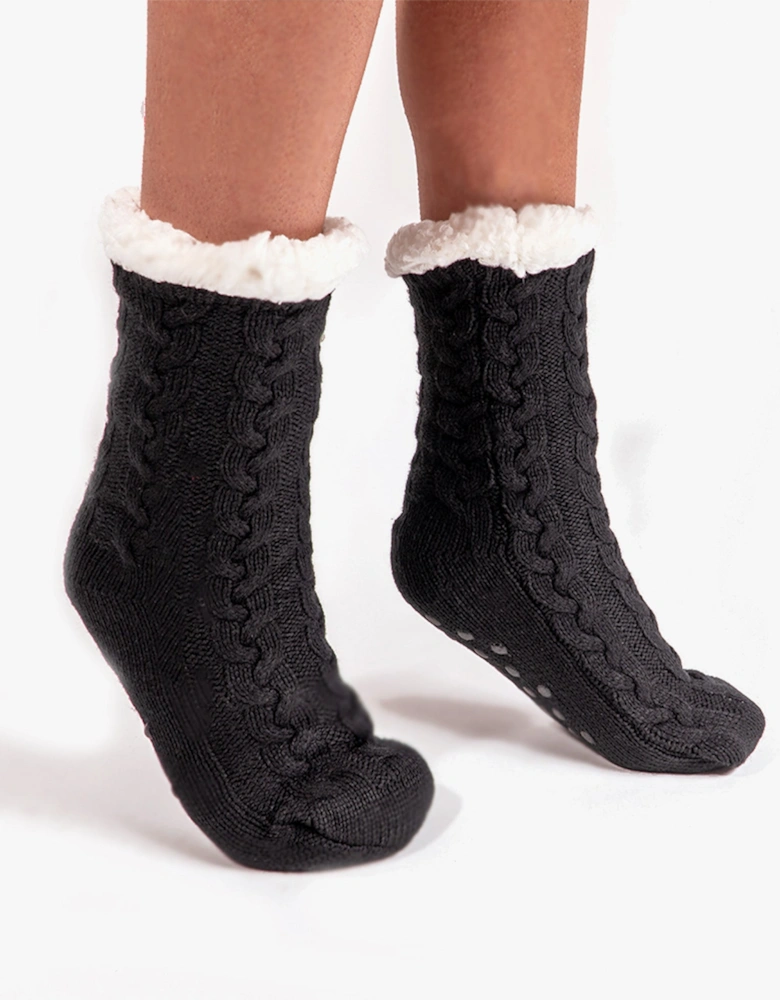 MELLOW Womens Slipper Socks Black