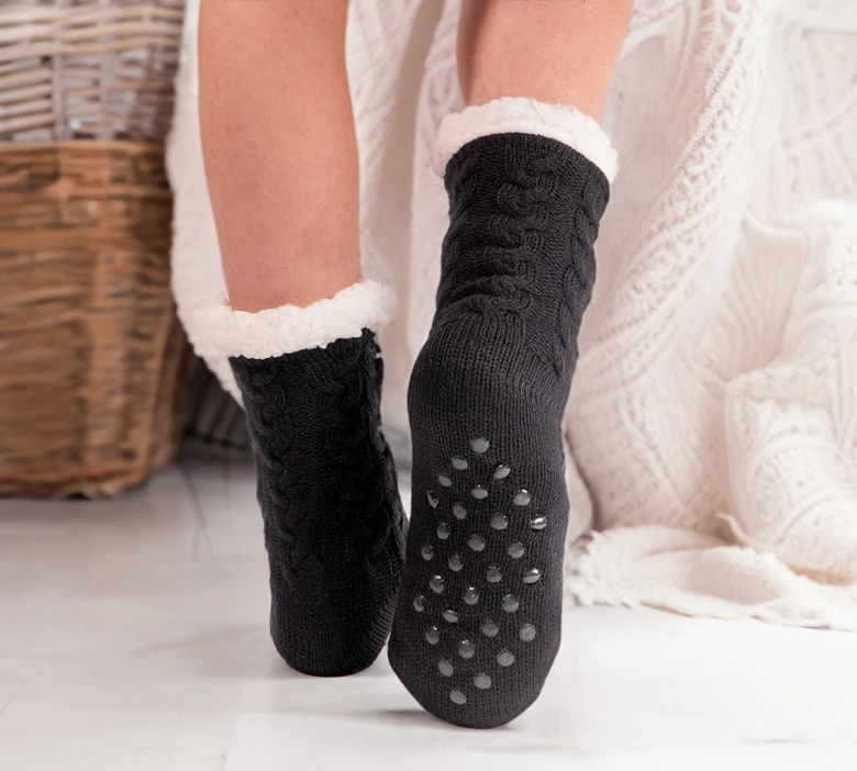 MELLOW Womens Slipper Socks Black