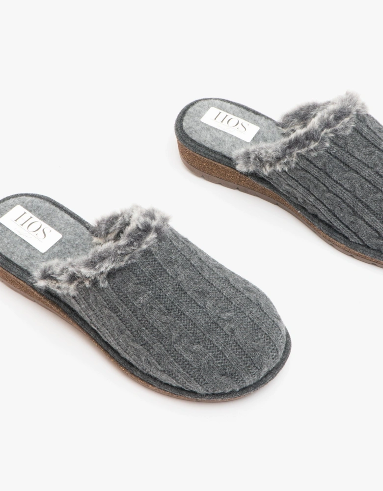 MEGAN Womens Wool Mule Slippers Grey