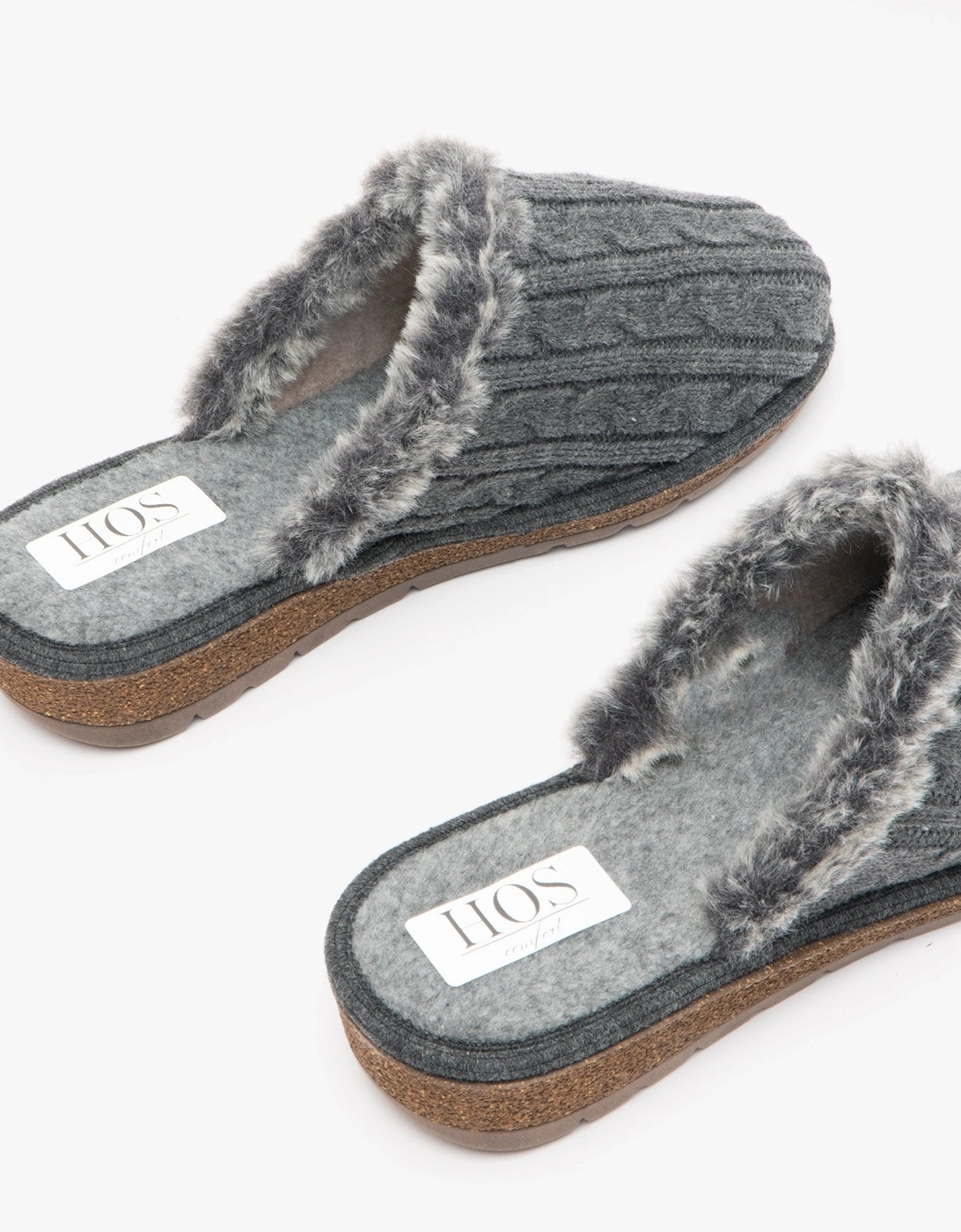 MEGAN Womens Wool Mule Slippers Grey