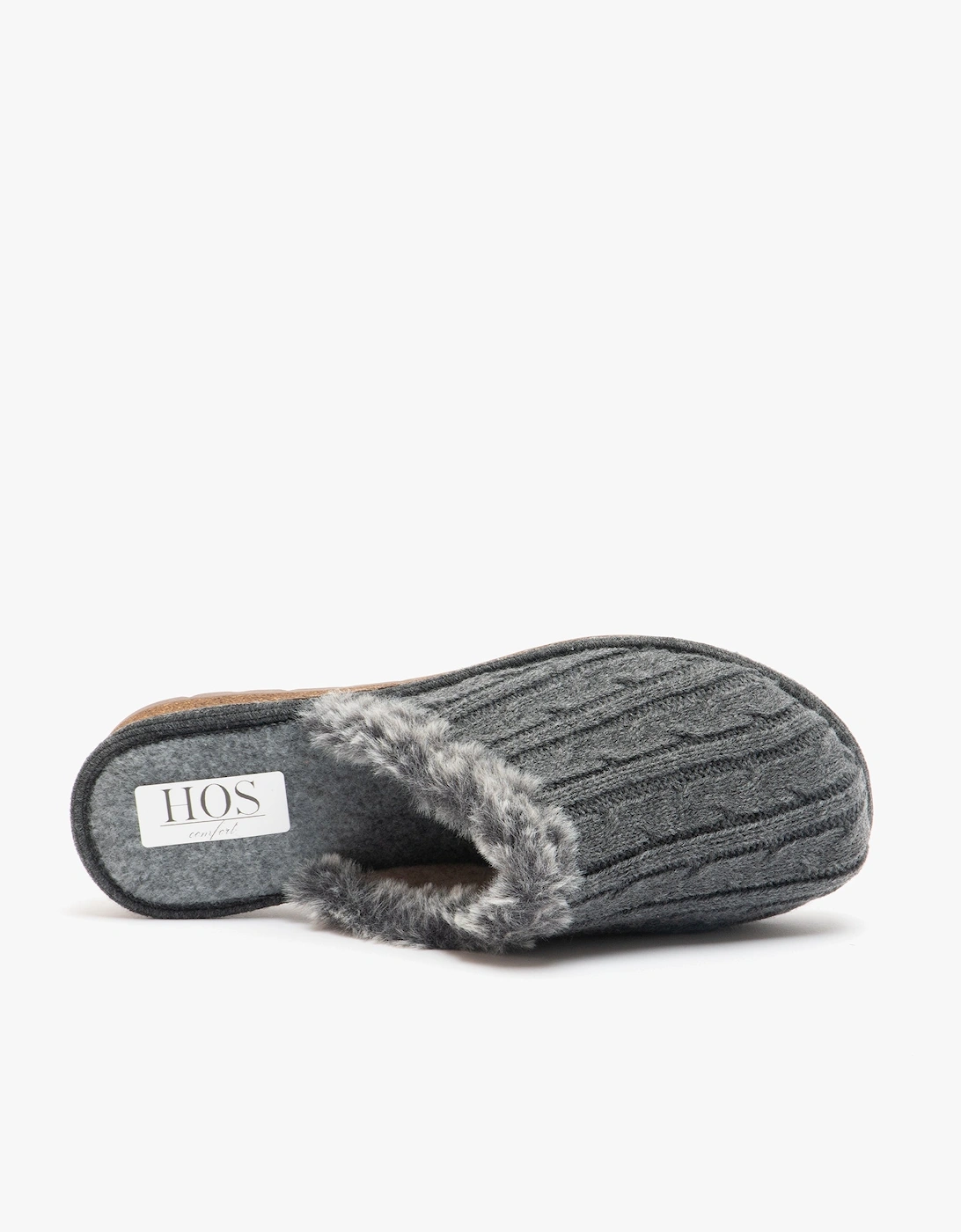 MEGAN Womens Wool Mule Slippers Grey