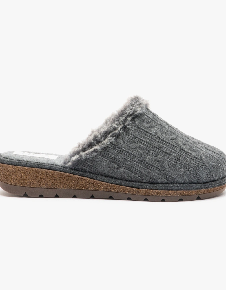 MEGAN Womens Wool Mule Slippers Grey