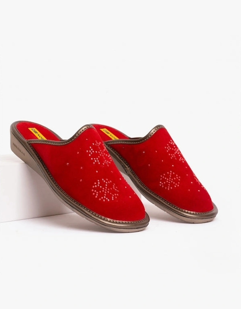 1747 (AFELPADO) Womens Suede Mule Slippers Cherry