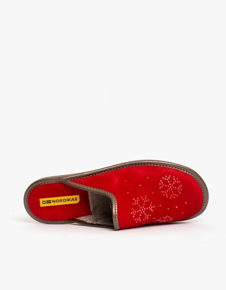 1747 (AFELPADO) Womens Suede Mule Slippers Cherry