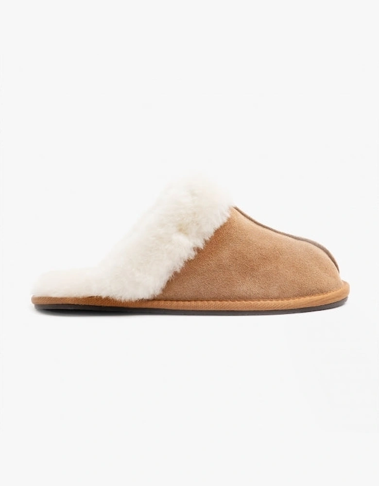 AYLA Womens Real Sheepskin Mule Slippers Chestnut