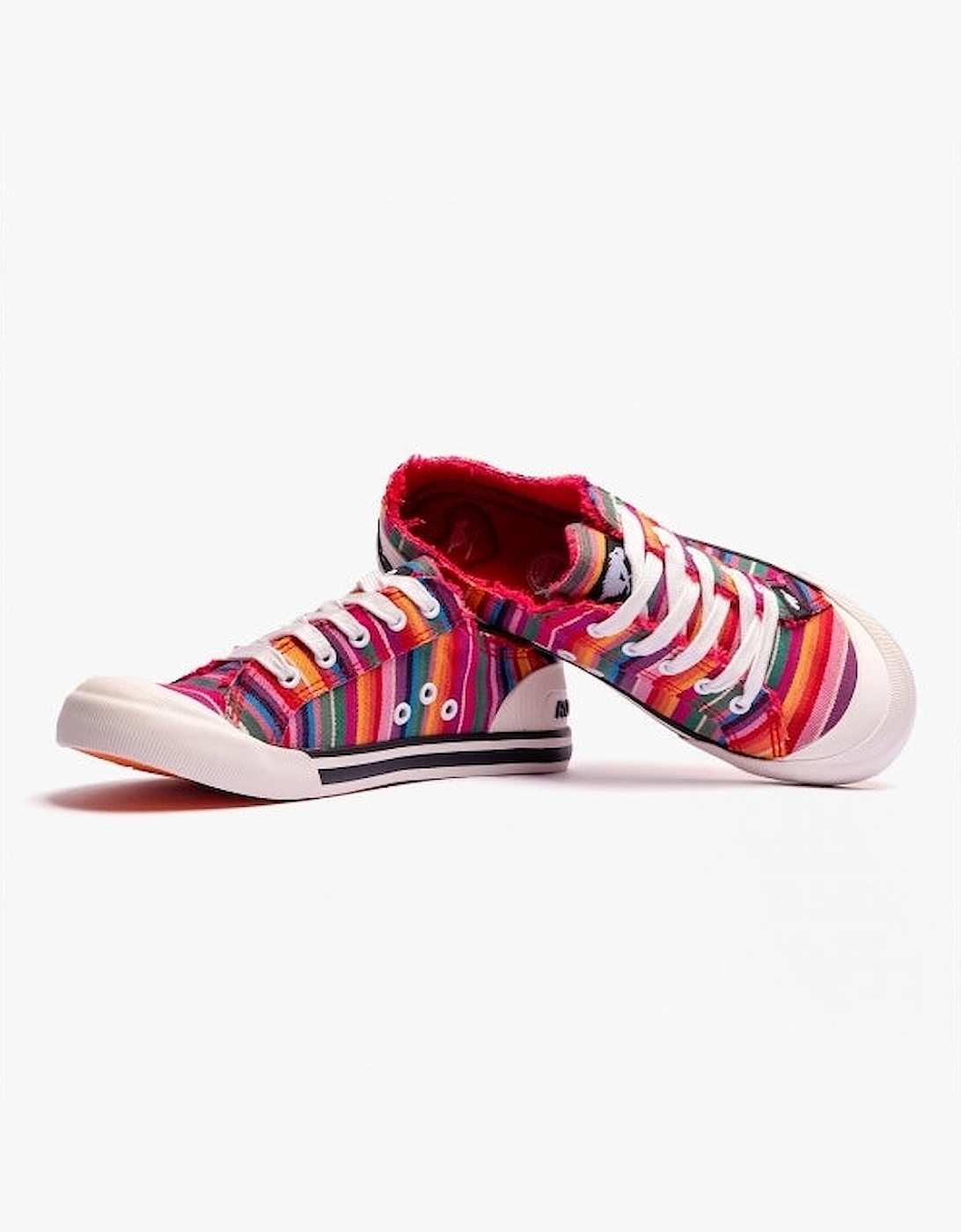 JAZZIN EDEN STRIPE Womens Cotton Casual Trainers Red Multi