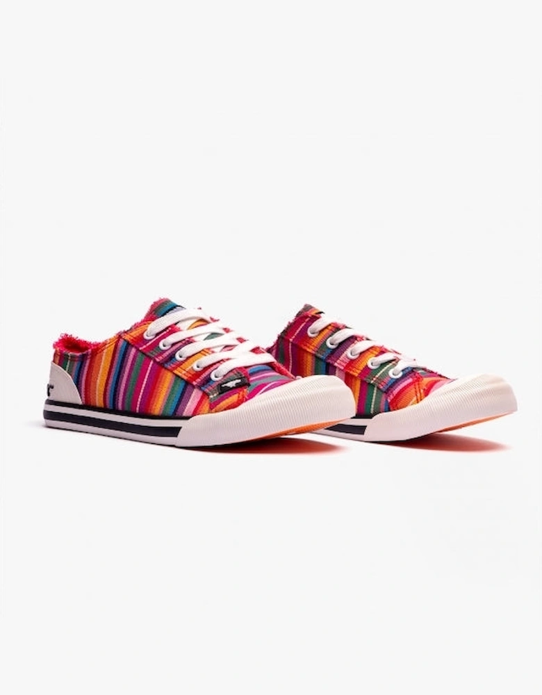 JAZZIN EDEN STRIPE Womens Cotton Casual Trainers Red Multi