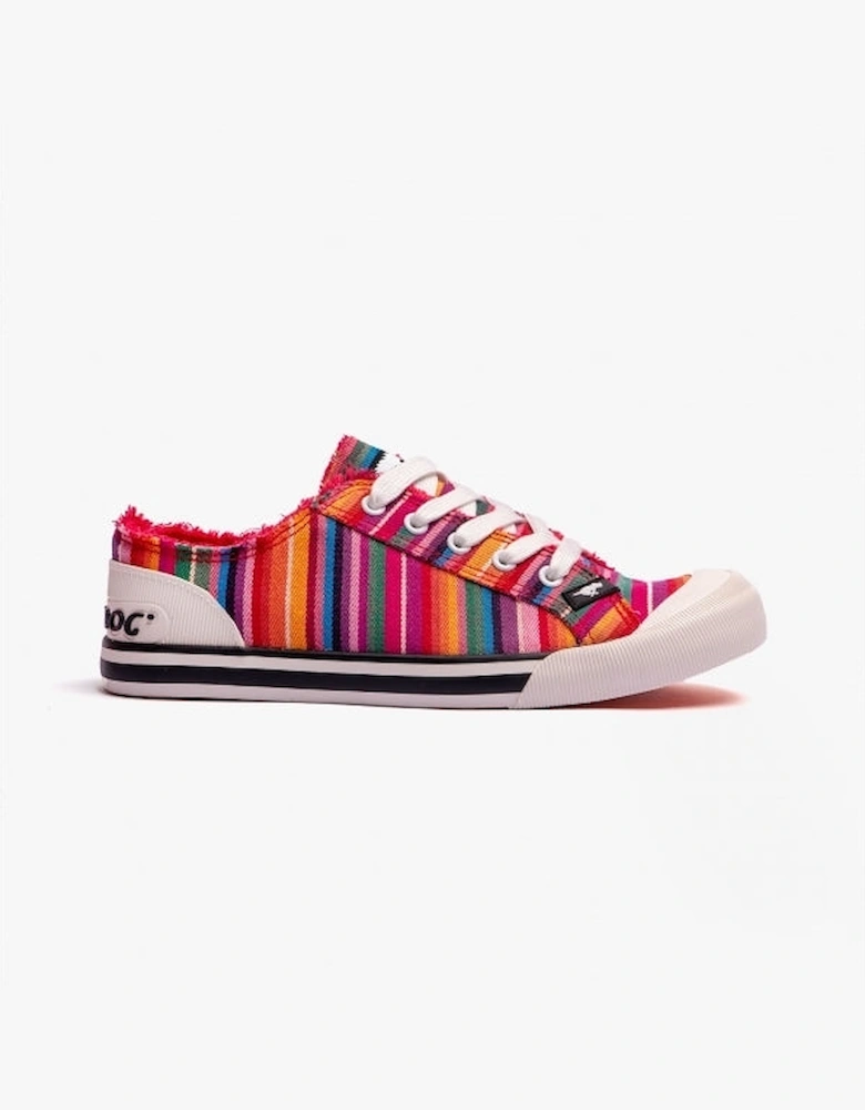 JAZZIN EDEN STRIPE Womens Cotton Casual Trainers Red Multi