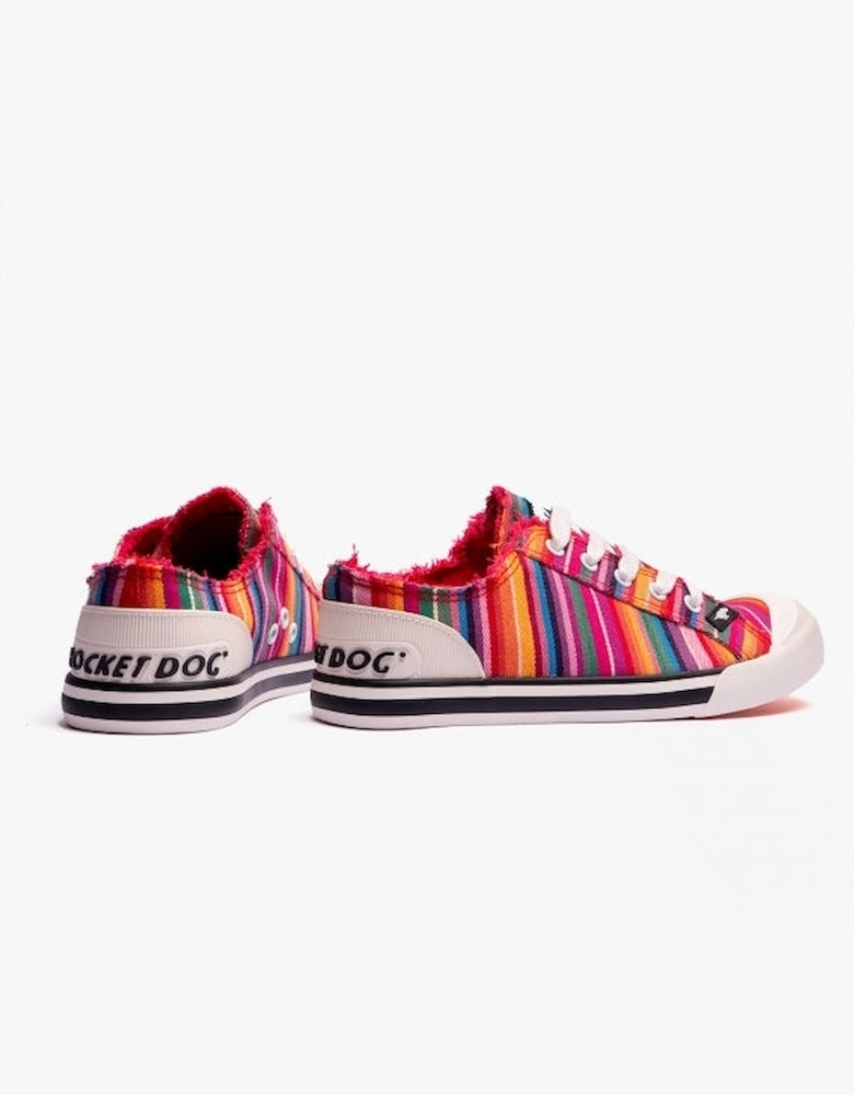 JAZZIN EDEN STRIPE Womens Cotton Casual Trainers Red Multi