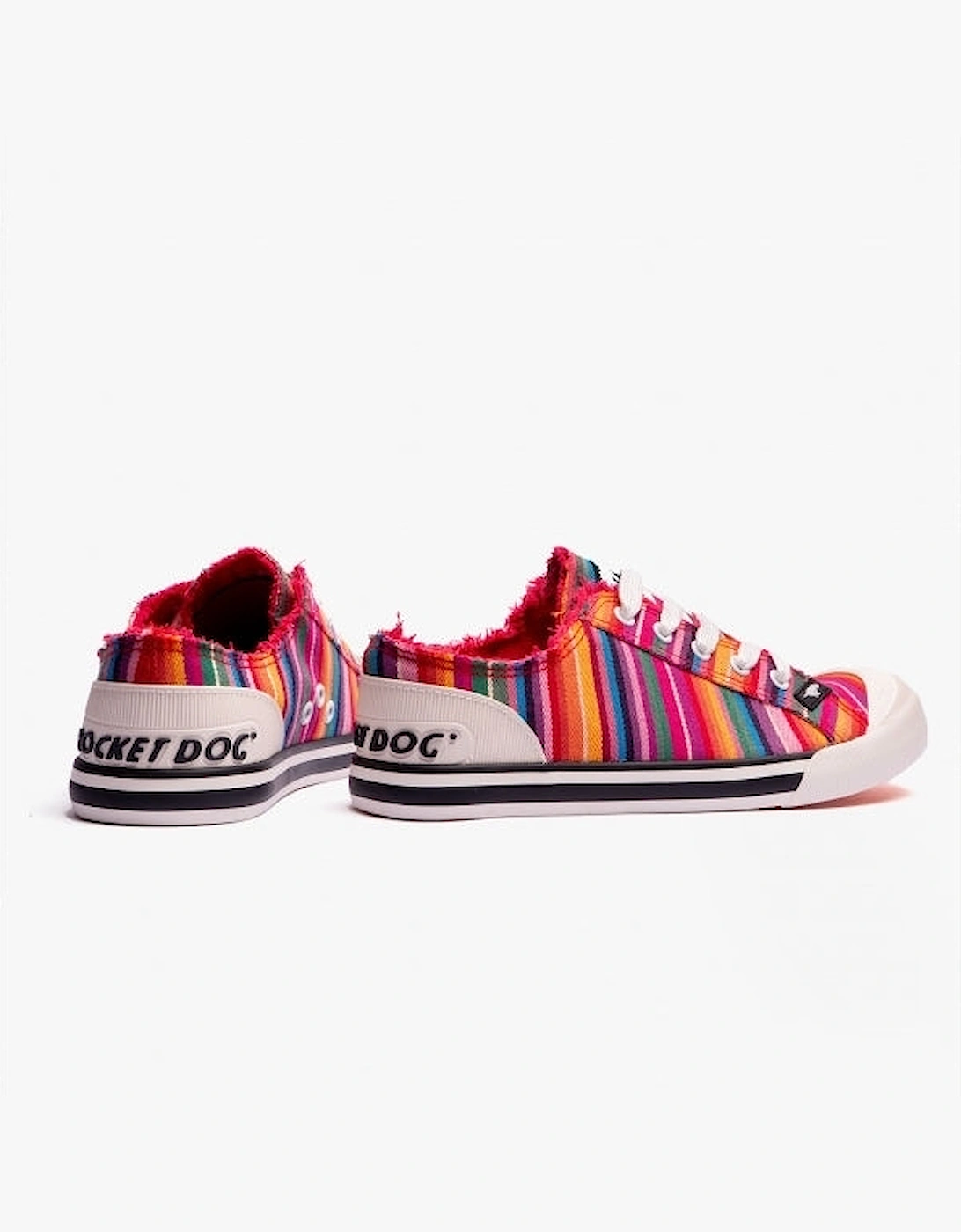 JAZZIN EDEN STRIPE Womens Cotton Casual Trainers Red Multi