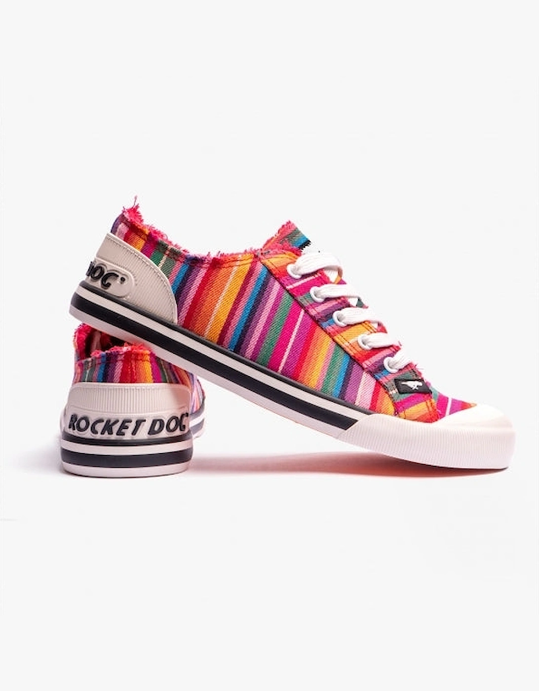 JAZZIN EDEN STRIPE Womens Cotton Casual Trainers Red Multi