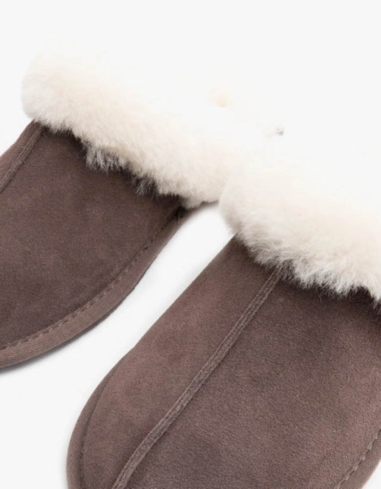 AYLA Womens Real Sheepskin Mule Slippers Espresso