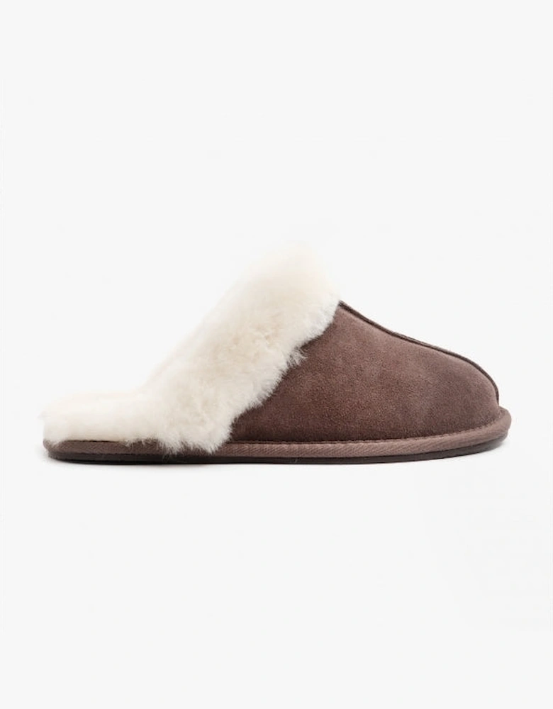 AYLA Womens Real Sheepskin Mule Slippers Espresso