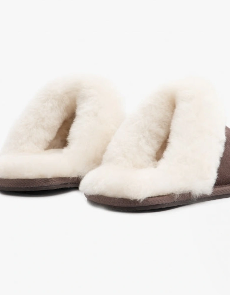 AYLA Womens Real Sheepskin Mule Slippers Espresso