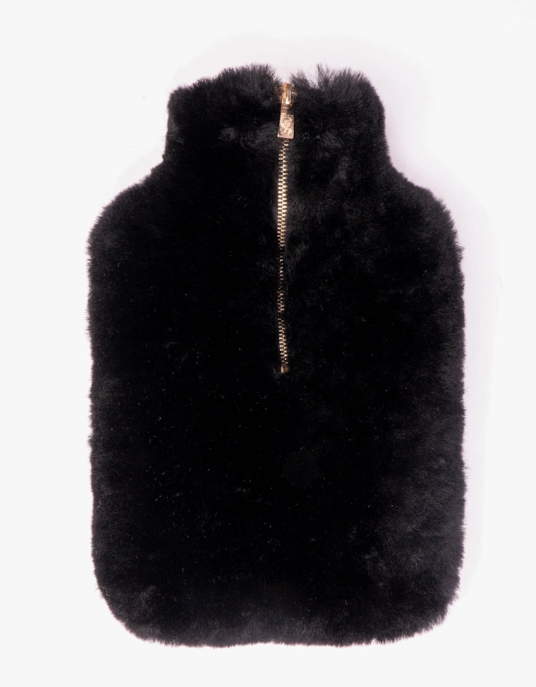 IRIS Sheepskin Hot Water Bottle Black