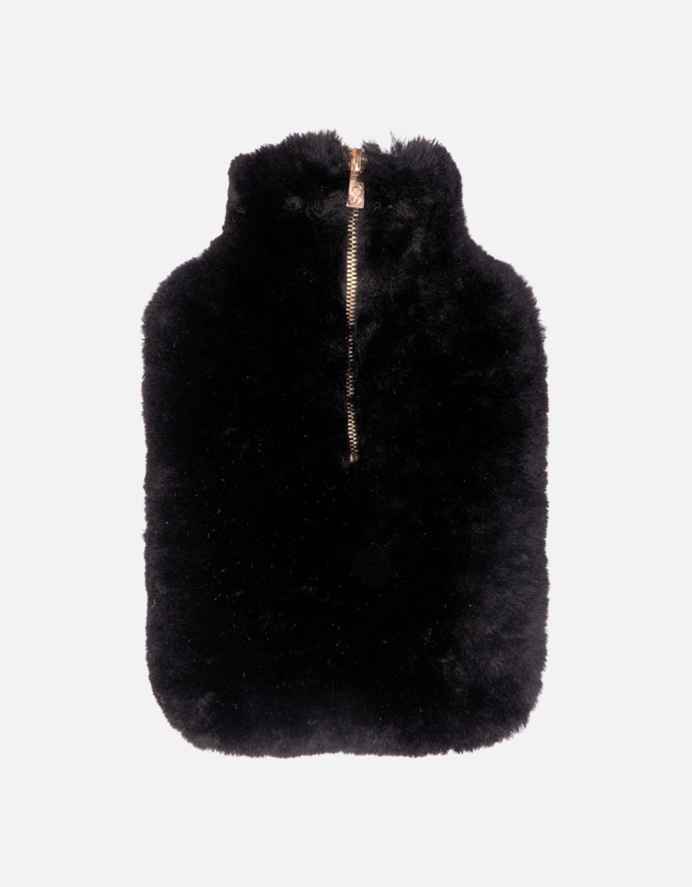 IRIS Sheepskin Hot Water Bottle Black