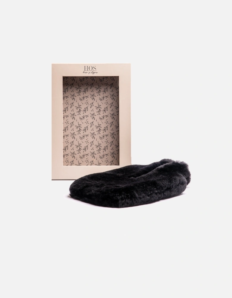 IRIS Sheepskin Hot Water Bottle Black