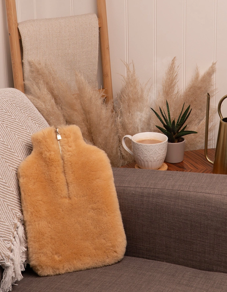 IRIS Sheepskin Hot Water Bottle Chestnut