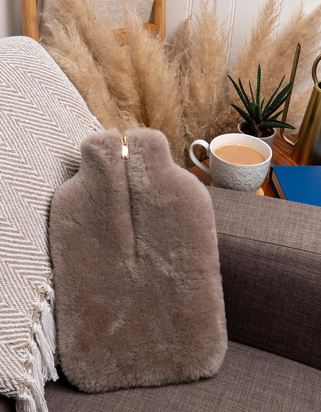 IRIS Sheepskin Hot Water Bottle Grey