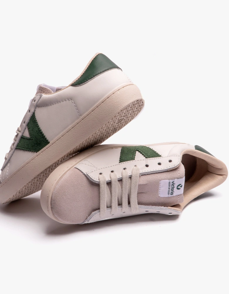 BERLIN LEATHER & SPLIT Womens Trainers White/Green