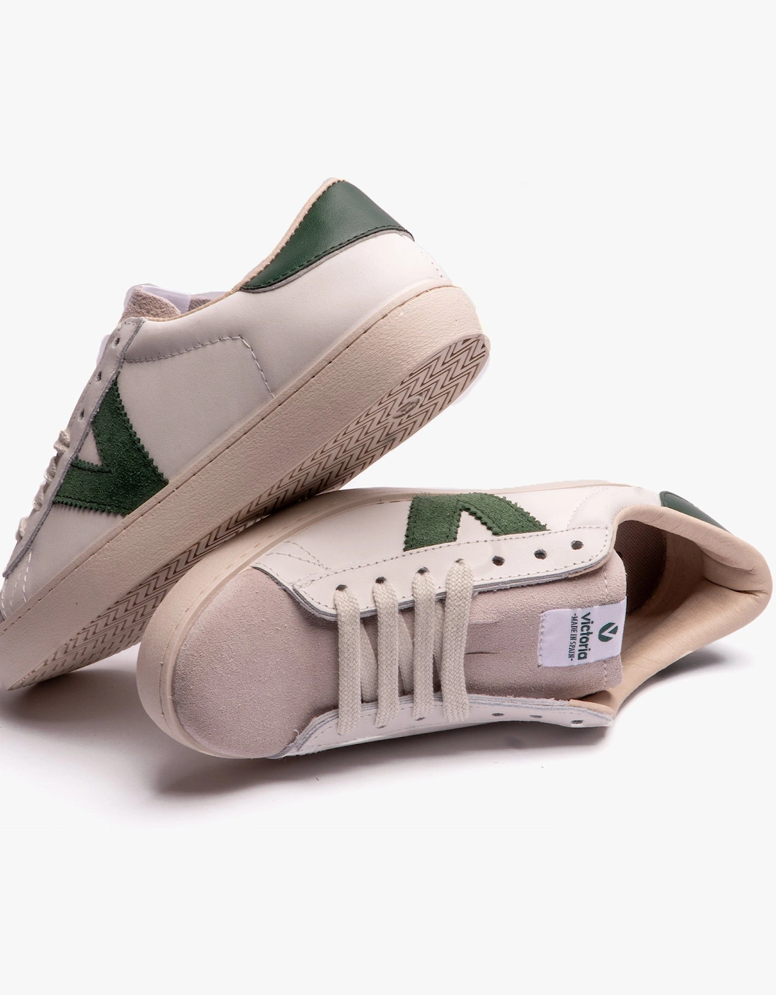 BERLIN LEATHER & SPLIT Womens Trainers White/Green