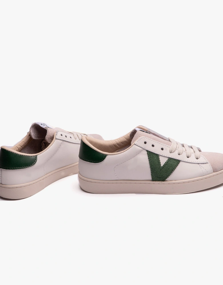 BERLIN LEATHER & SPLIT Womens Trainers White/Green