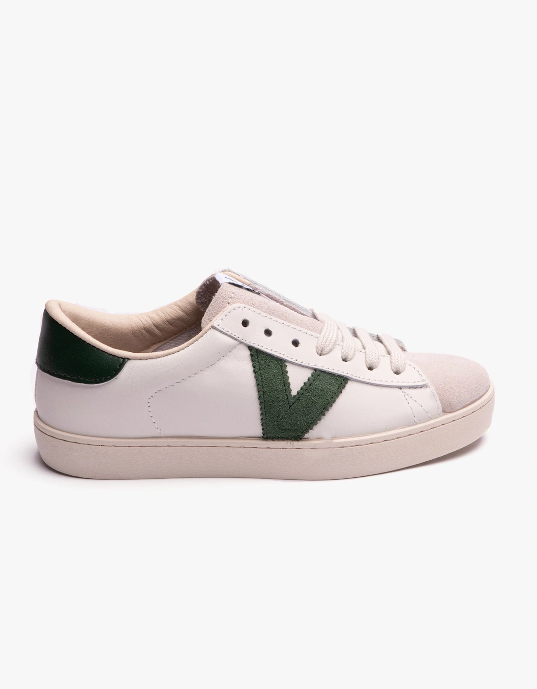 BERLIN LEATHER & SPLIT Womens Trainers White/Green, 5 of 4