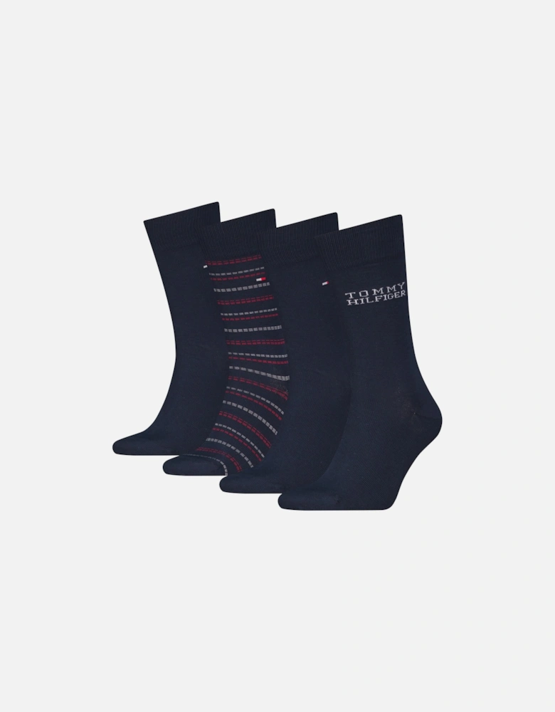 4 Pack Giftboxed Classic Mens Crew Socks Navy