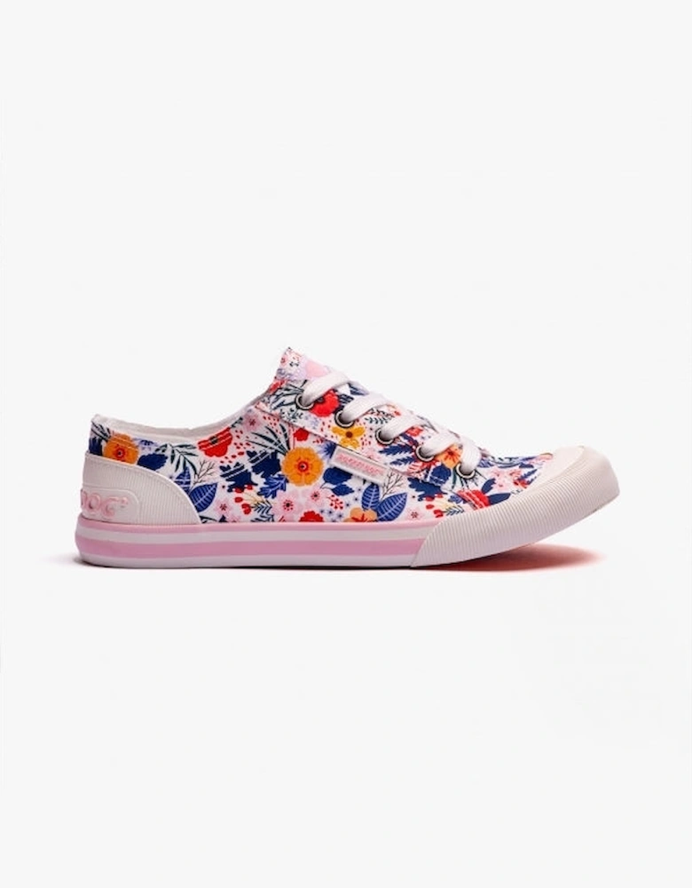 JAZZIN Womens Floral Trainers White Multi