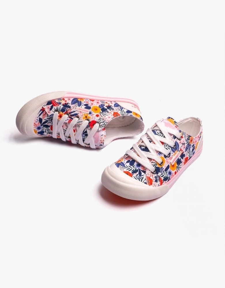 JAZZIN Womens Floral Trainers White Multi