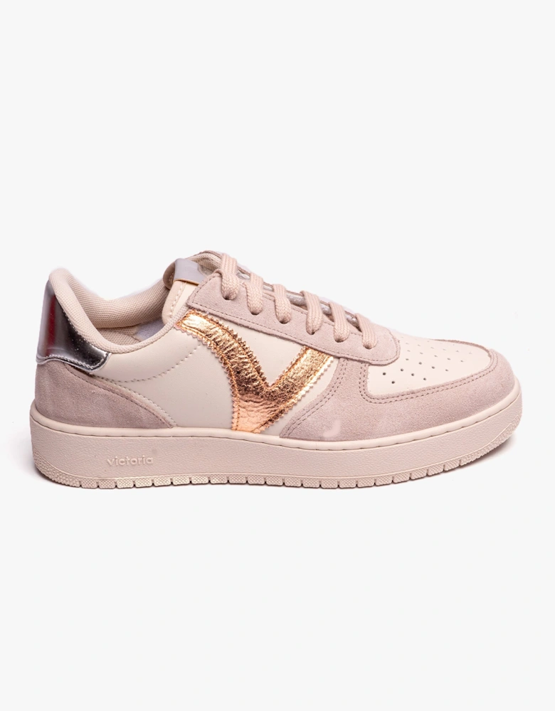 MADRID METAL & SPLIT LEATHER Womens Trainers Nude