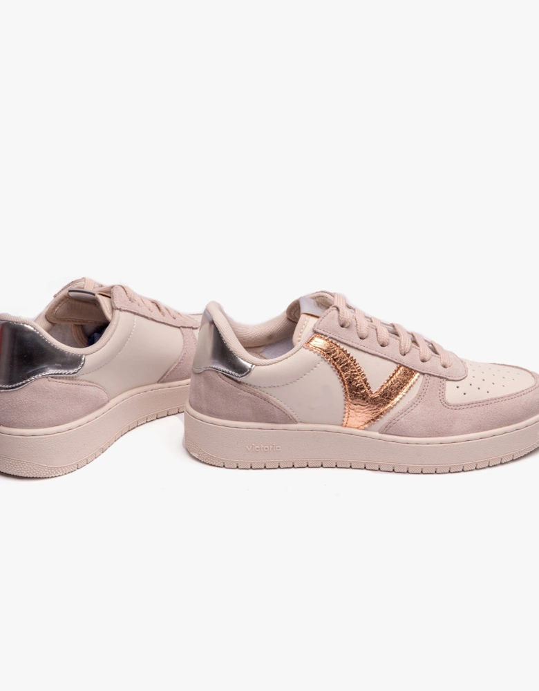 MADRID METAL & SPLIT LEATHER Womens Trainers Nude