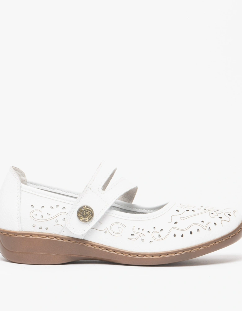 CHARLOTTE Womens Leather Mary Jane Shoes White